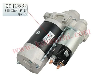 Varahlutir fyrir lyftara QDJ2537, 24V/4,5KW mótorstartari fyrir 6D16 (6D16QDJ)